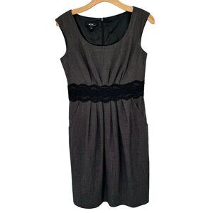 Alyx Women's Sleeveless Sheath Dress  Black Lace Waist Size 6 Gray career